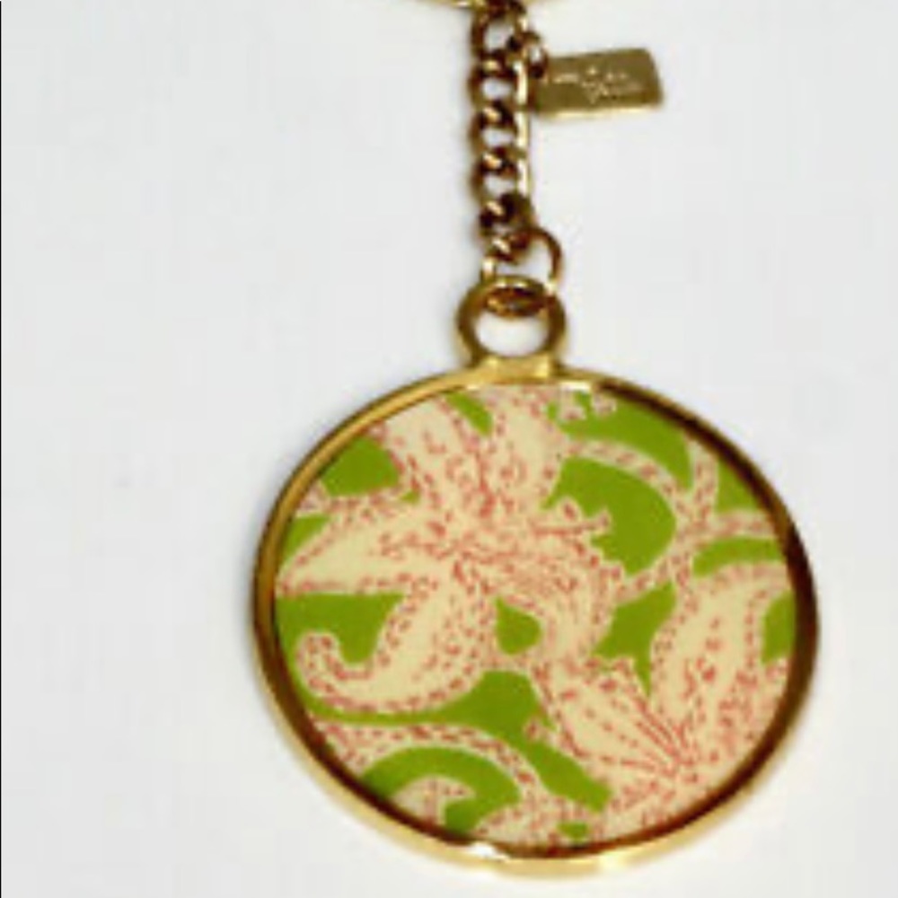 Lilly Pulitzer disc keychain hotty pink twinkle